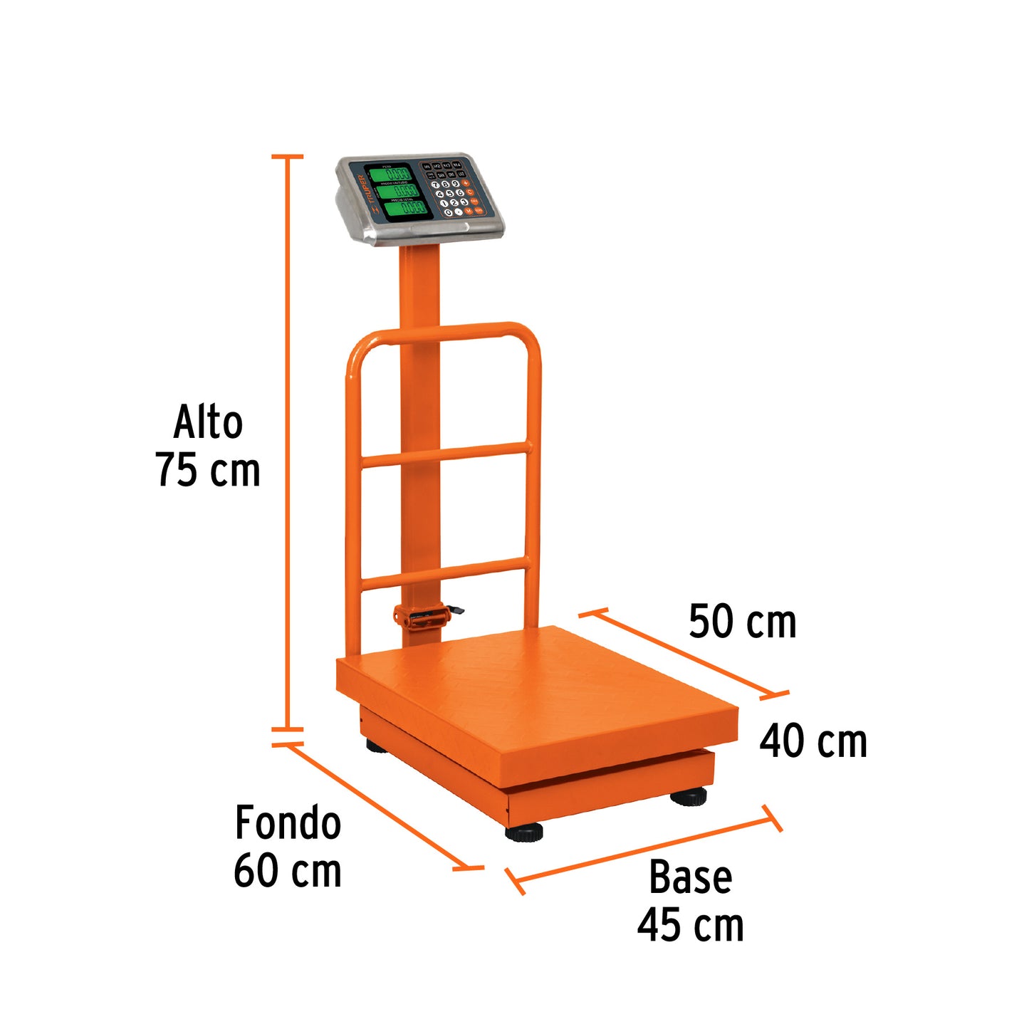 Báscula electrónica de plataforma. plegable. 200 kg. Truper