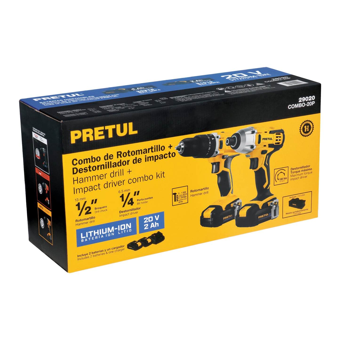 Combo rotomartillo/destornillador impacto. 20V. PRETUL