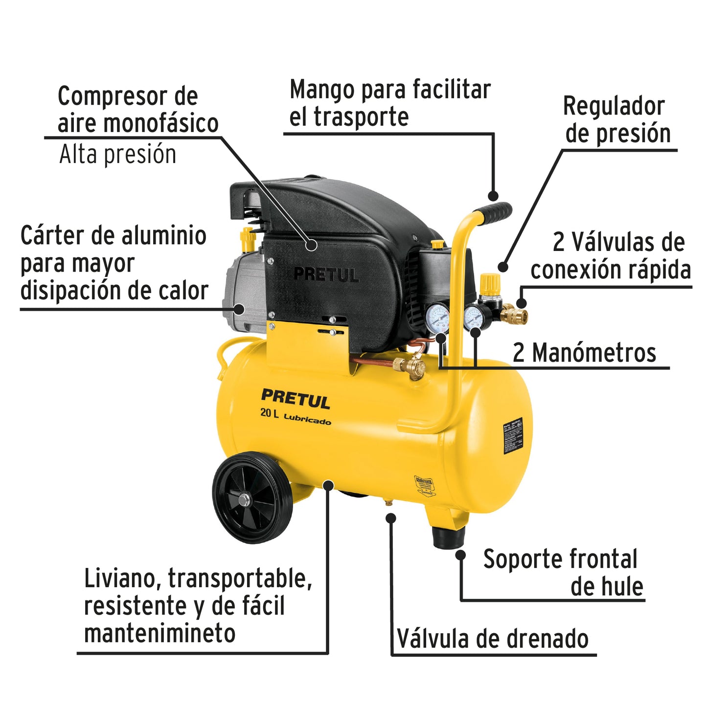 Kit Compresor lub, 20L, manguera y accesorios, 127V, TRUPER
