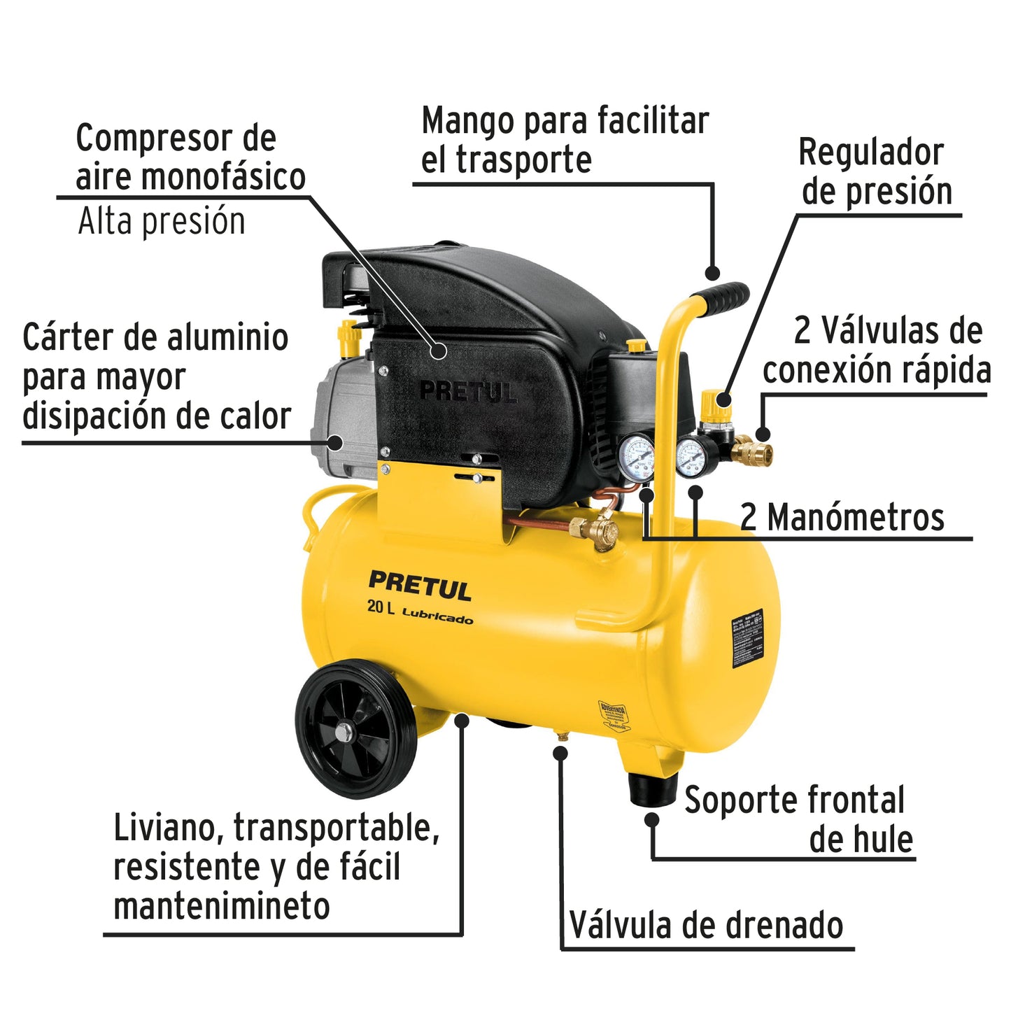 Kit Compresor lub, 20L, manguera y pistola baja,127V, TRUPER