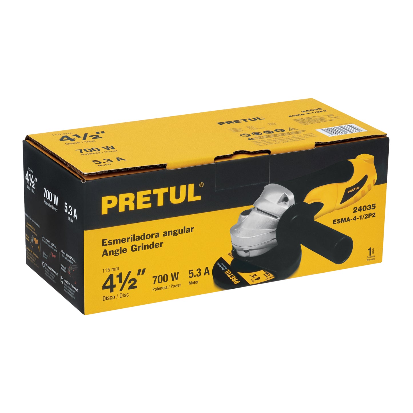 Esmeriladora angular 4-1/2". 700W. PRETUL