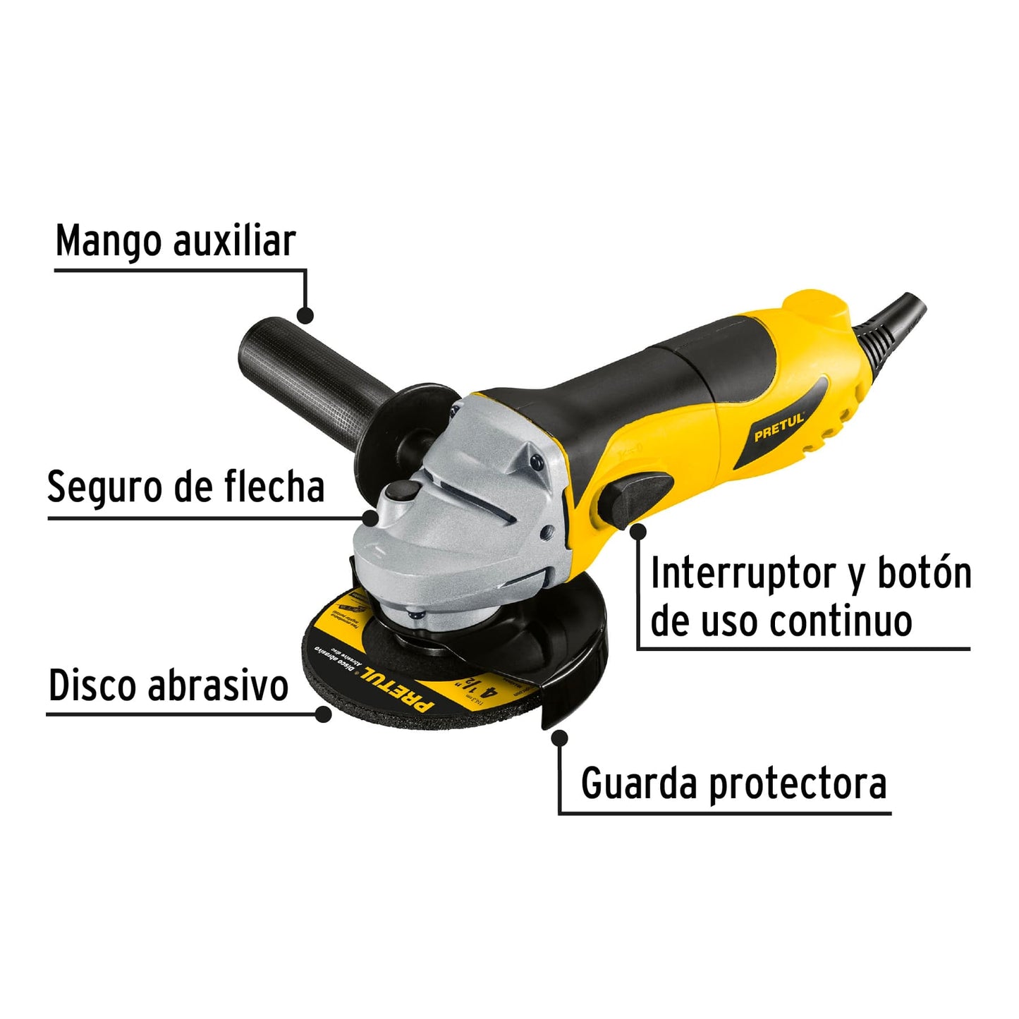Esmeriladora angular 4-1/2". 700W. PRETUL