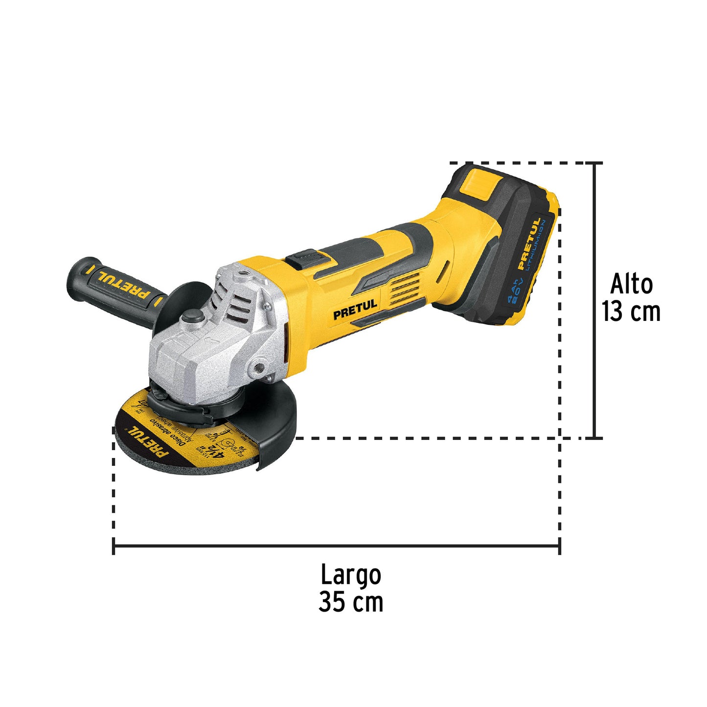 Esmeriladora 4-1/2". 20V. 1 batería 4Ah. PRETUL