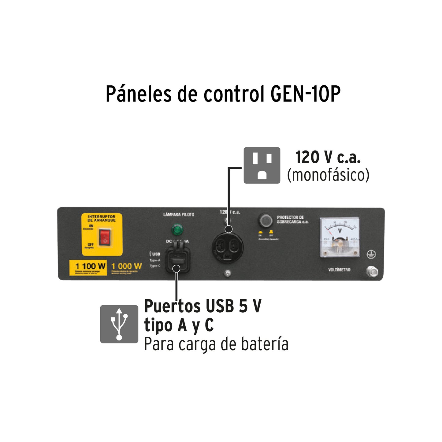 Generador portátil 1 kW motor a gasolina. PRETUL
