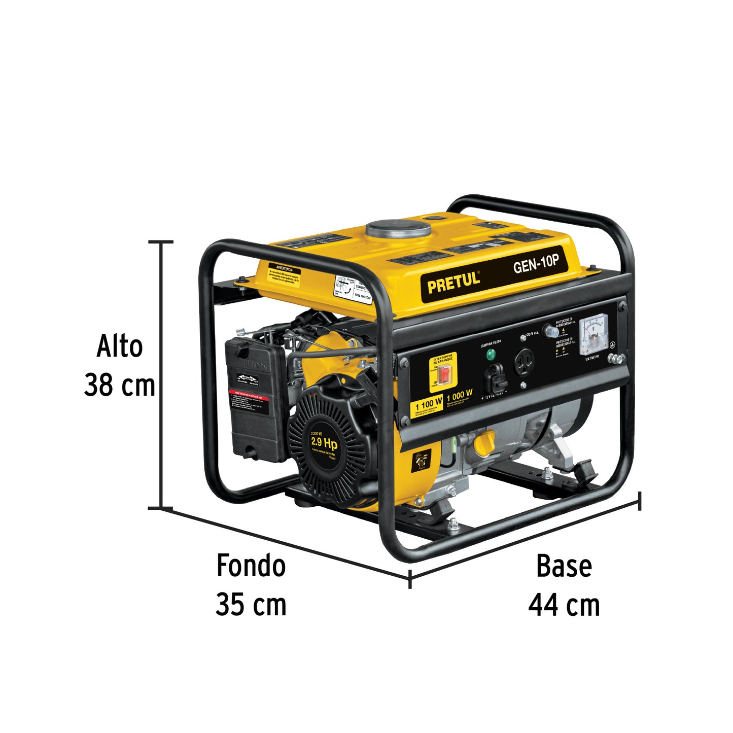Generador portátil 1 kW motor a gasolina. PRETUL