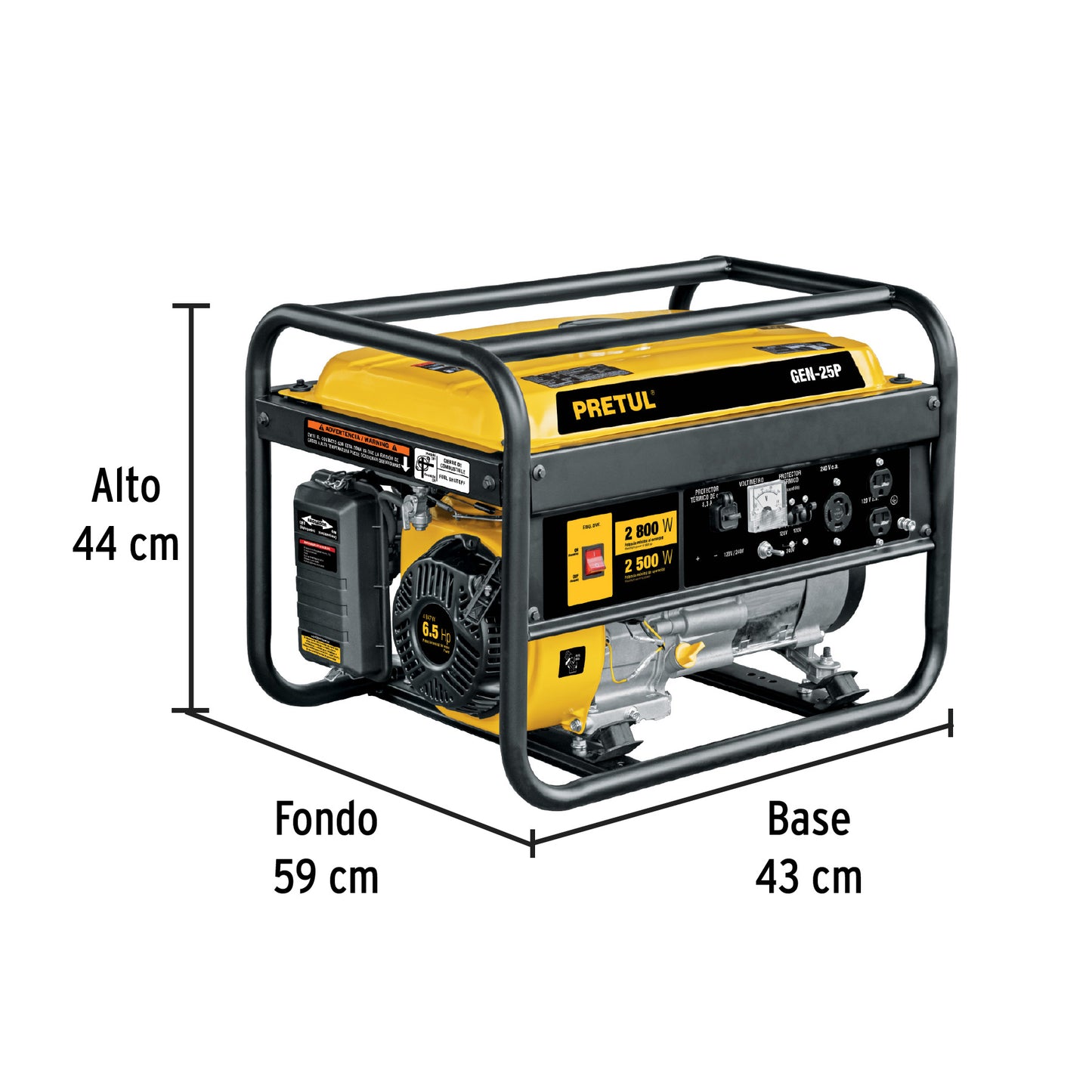 Generador portátil 2.5 kW motor a gasolina. PRETUL