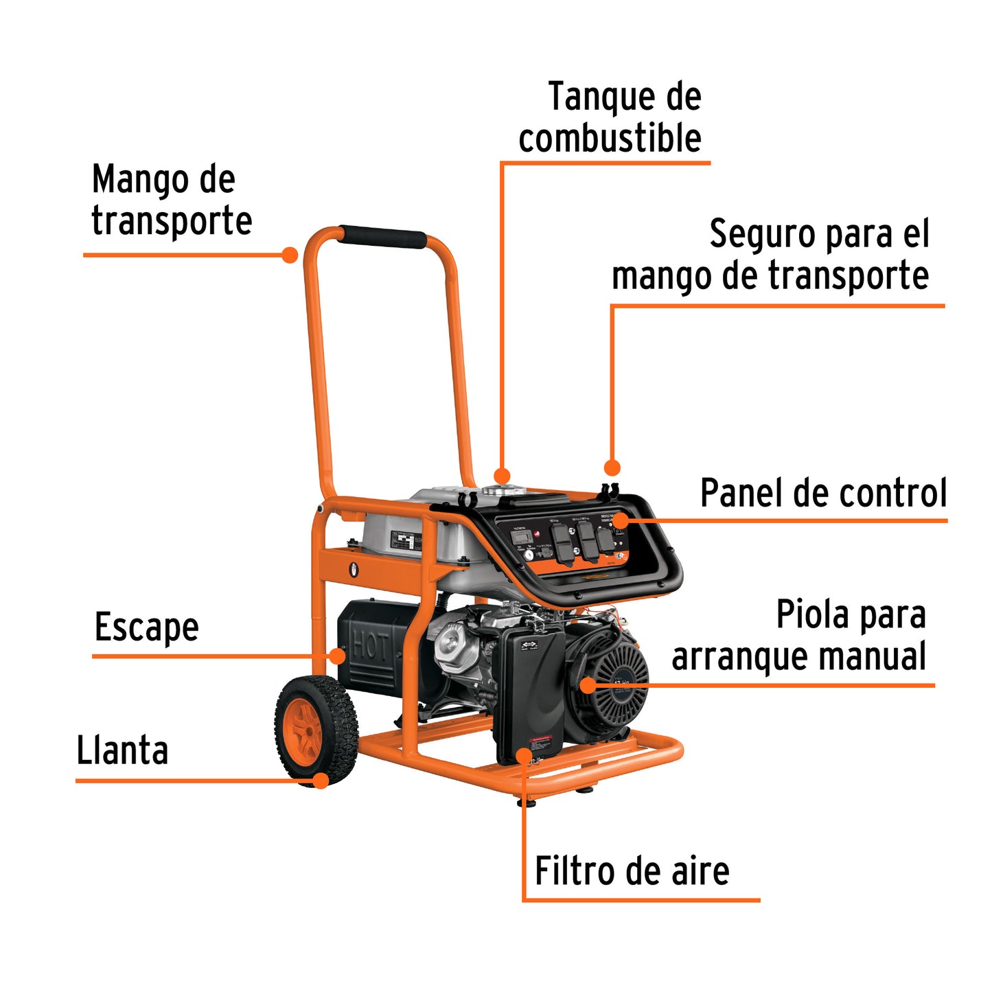 Generador portátil 5.5 kW motor a gasolina. TRUPER