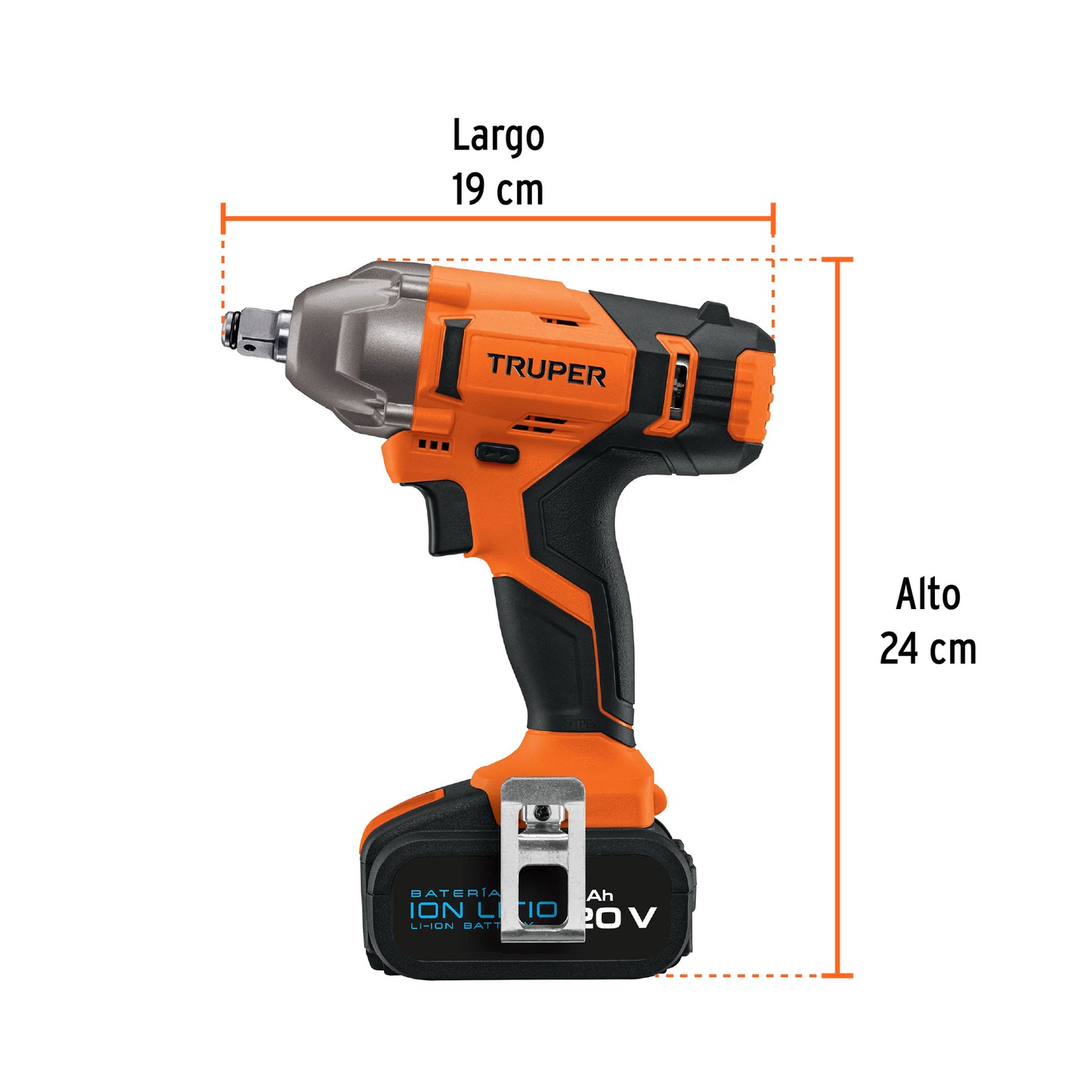 Llave de impacto 1/2". 20V. 133 lb/ft. 1 batería 4Ah. PRO