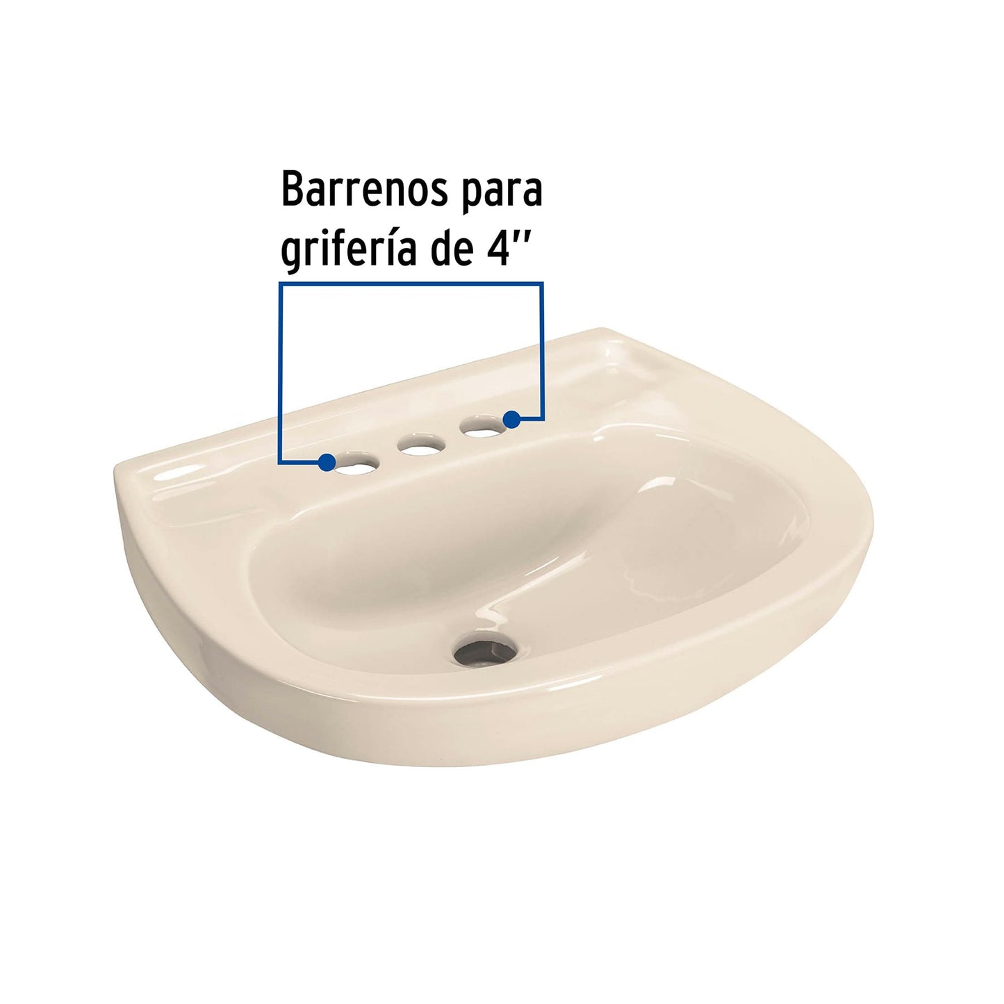 Lavabo cerámico con rebosadero. marfil. FOSET