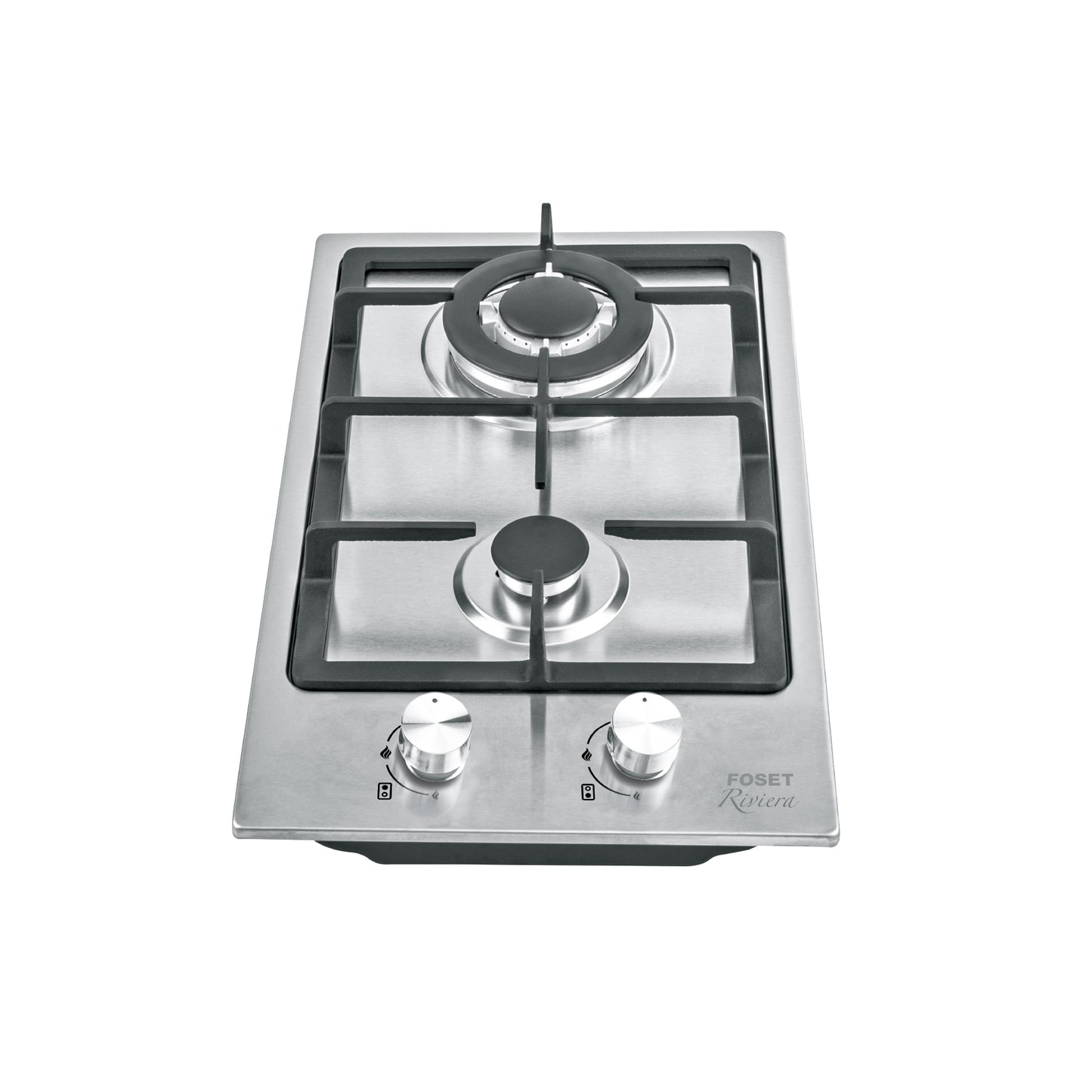 Parrilla gas empotrable 30cm. 2 quem. acero inox. Riviera