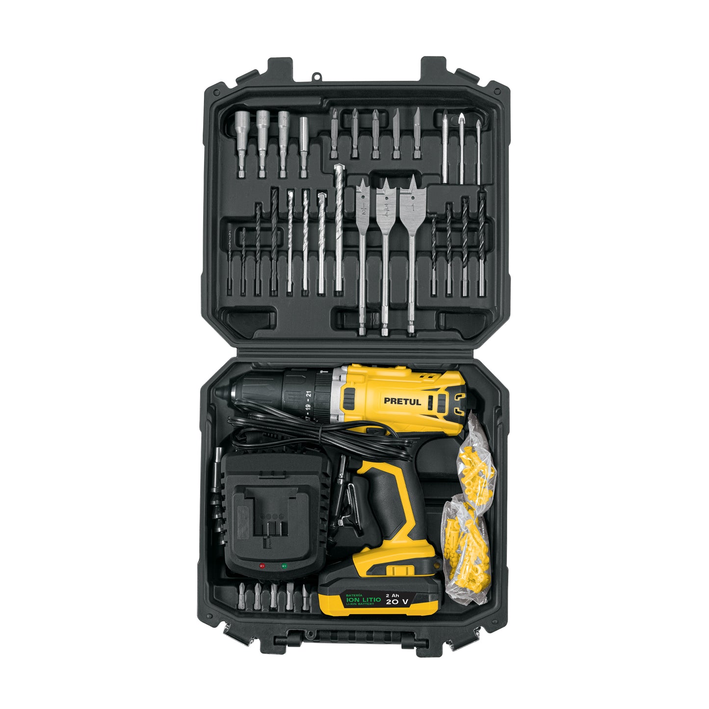 Kit rotomartillo 1/2". 20V. 32 accesorios. PRETUL