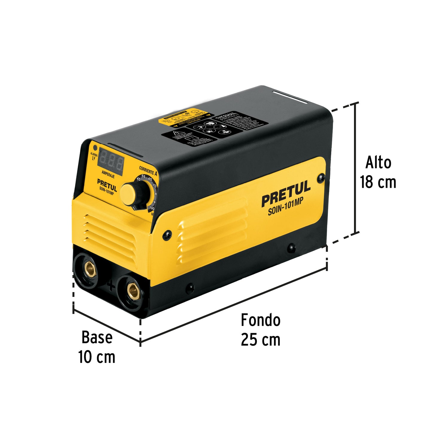 Mini soldadora inversora 100A. 127V. PRETUL