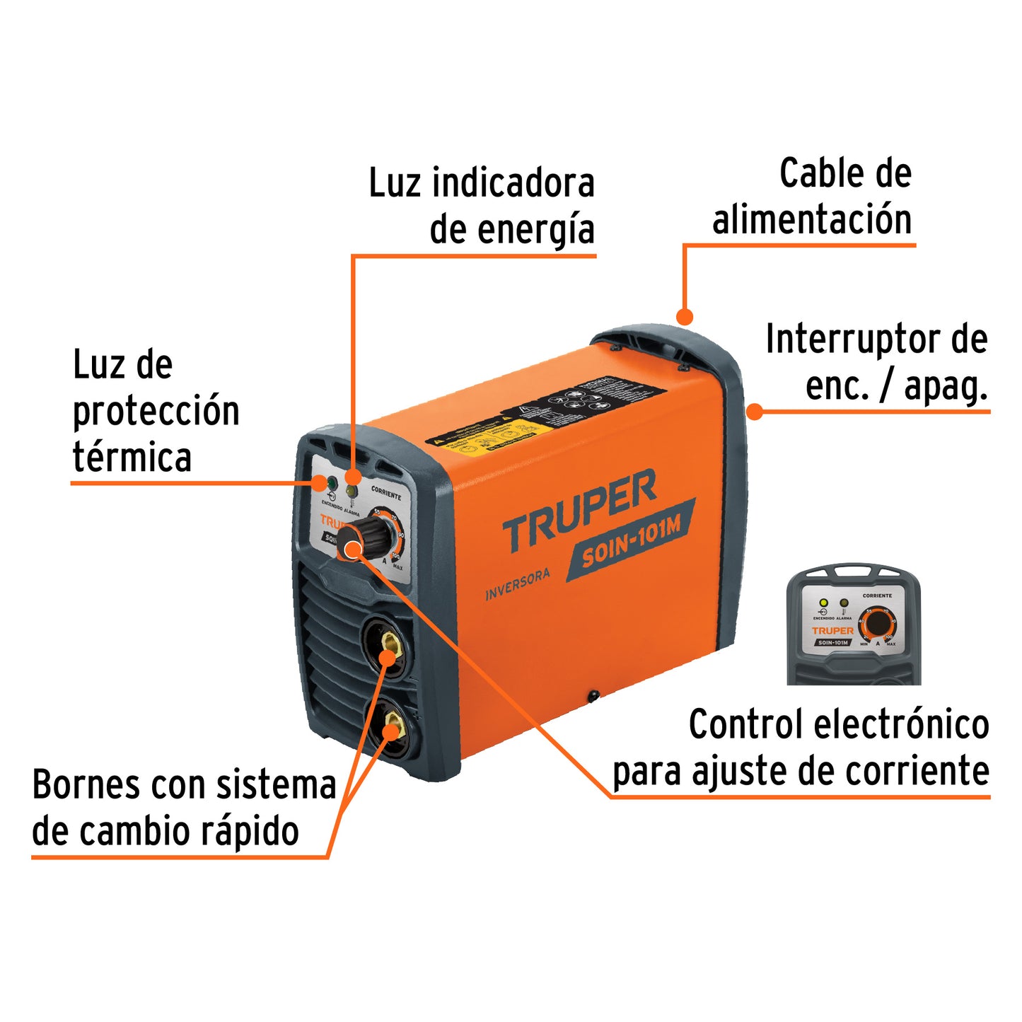 Mini soldadora inversora 100A. 127V. TRUPER