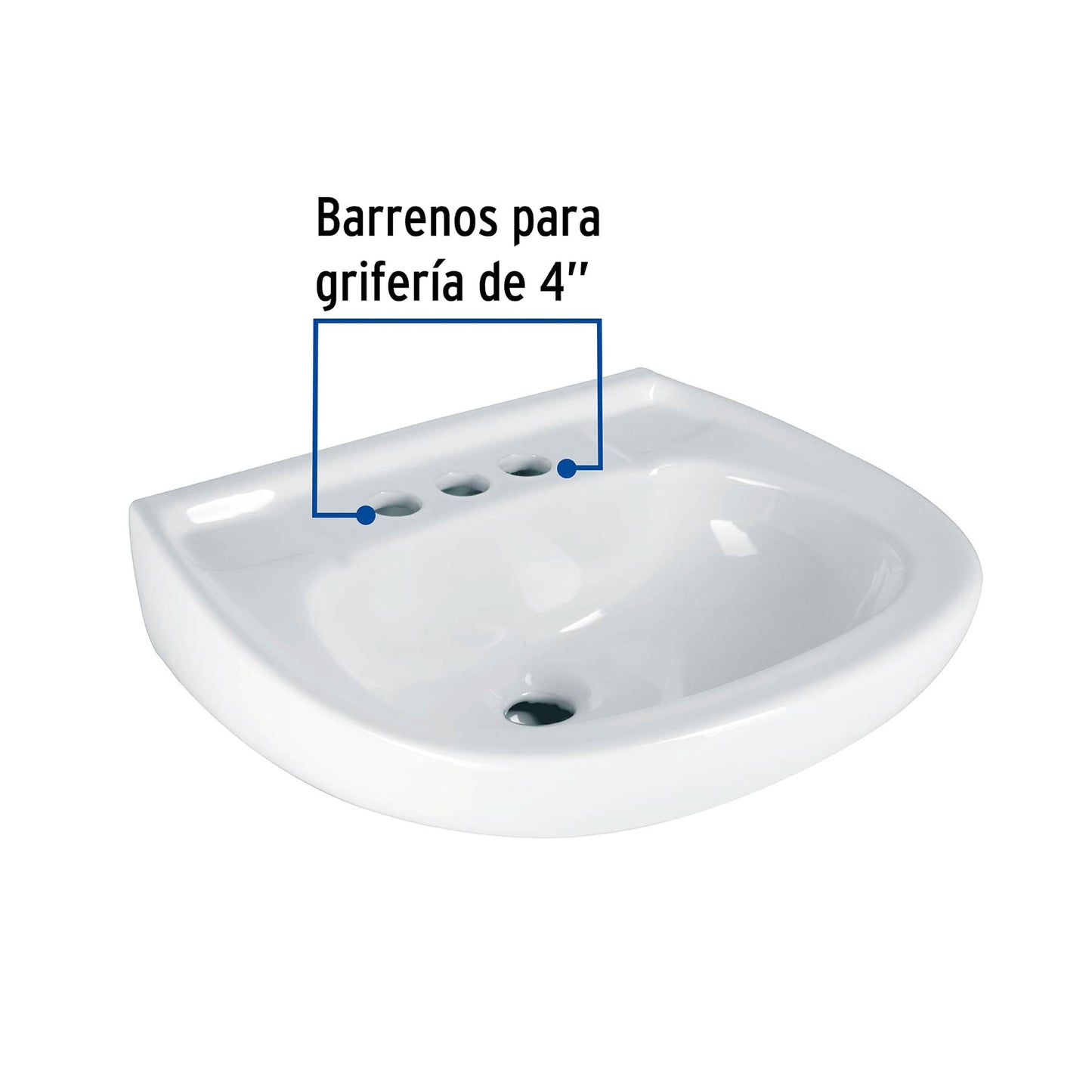Lavabo cerámico con rebosadero. blanco. FOSET