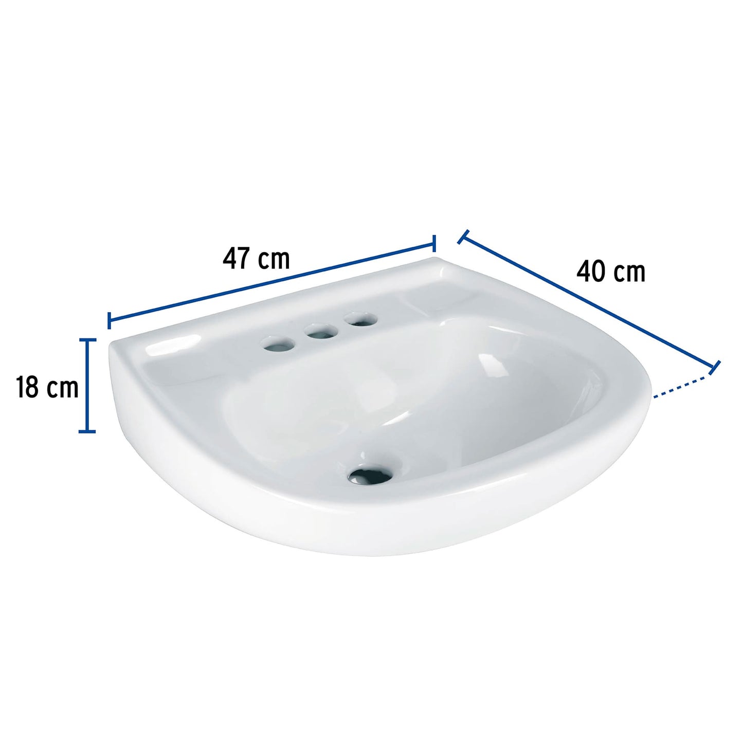 Lavabo cerámico con rebosadero. blanco. FOSET