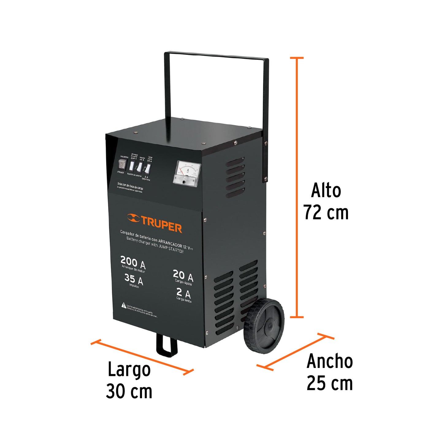 Cargador c/arrancador de 200 A para baterías de 12 V, TRUPER