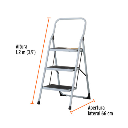Escalera tubular. plegable. 3 peldaños. Pretul