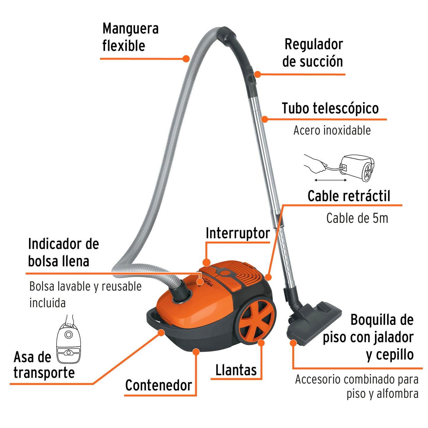 Aspiradora canister 1.5 L. Truper