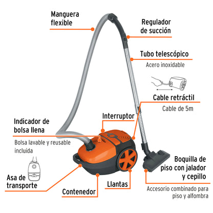 Aspiradora canister 1.5 L. Truper