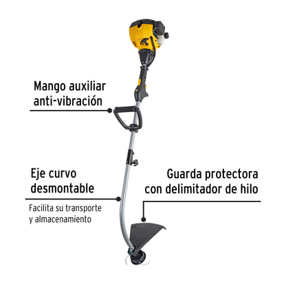 Desbrozadora a gasolina 25cc mango tipo 'D', 17'corte, curva