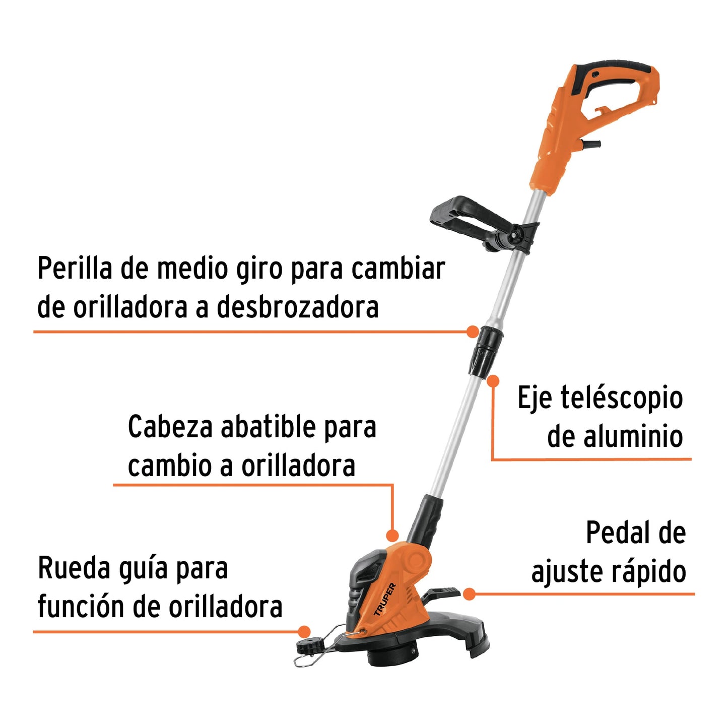 Desbrozadora eléctrica 550 W mango 'D', 13' corte, Truper
