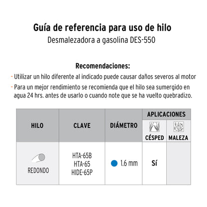 Desbrozadora eléctrica 550 W mango 'D', 13' corte, Truper