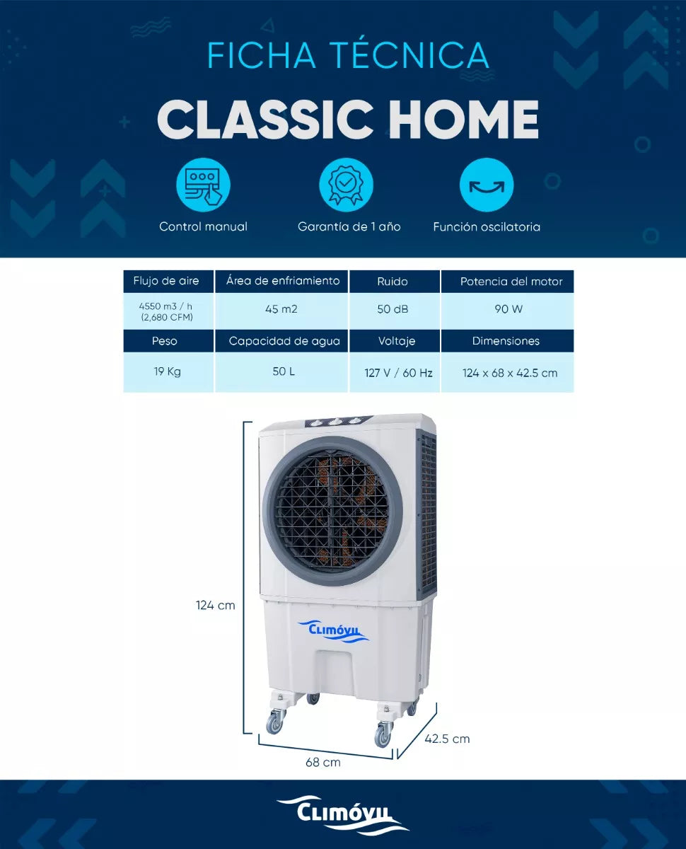 Enfriador De Aire Evaporativo Portátil Climovil Classic Home