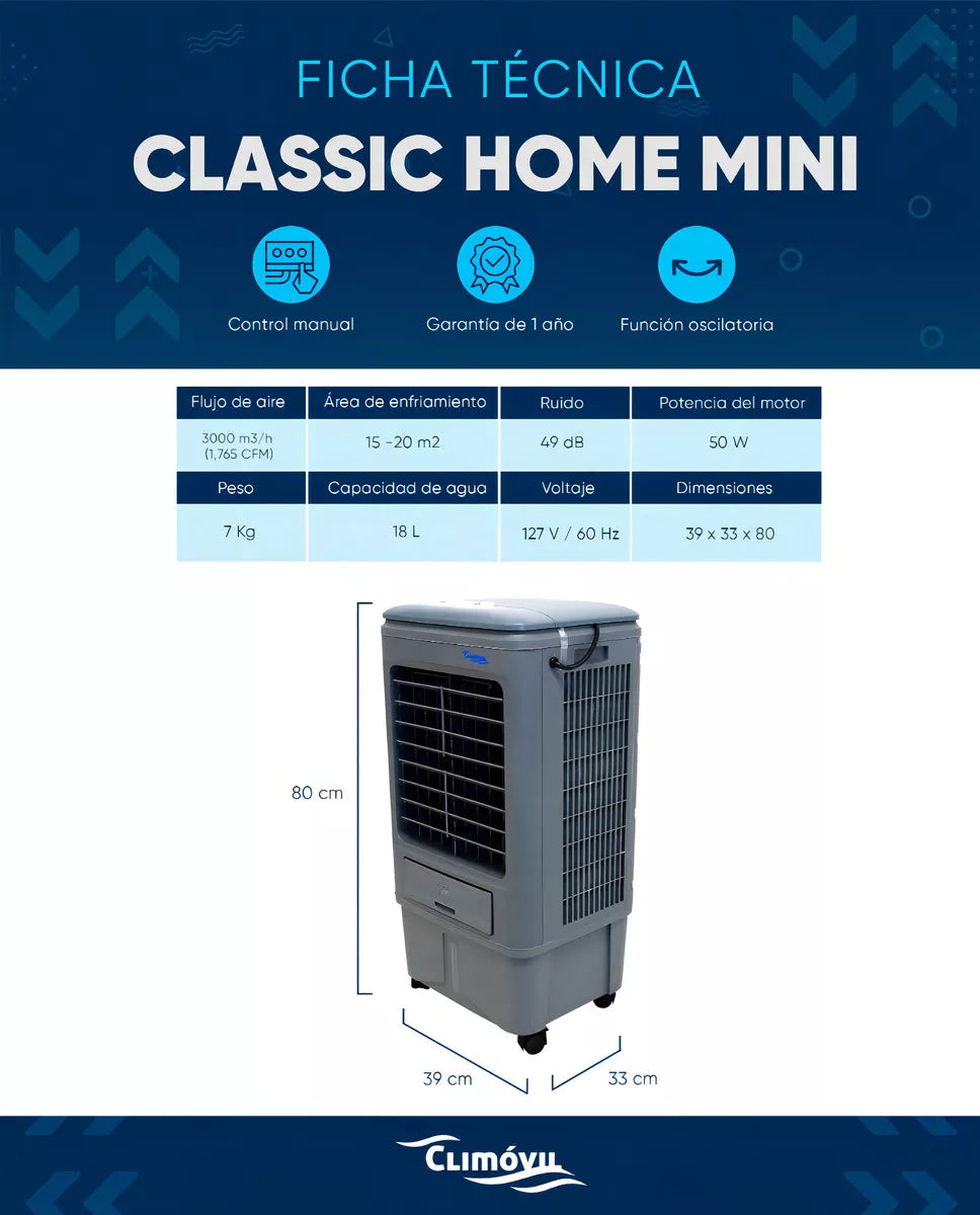 Climatizador portátil frío Climovil Classic Home Mini gris 127V