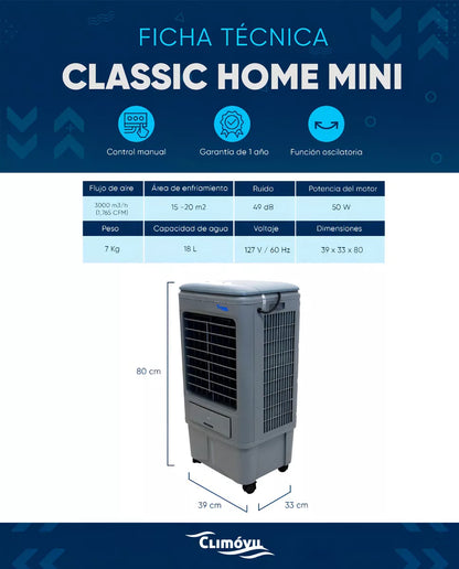 Climatizador portátil frío Climovil Classic Home Mini gris 127V