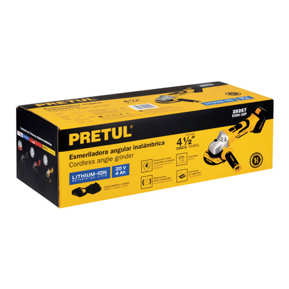 Esmeriladora 4-1/2". 20V. 1 batería 4Ah. PRETUL