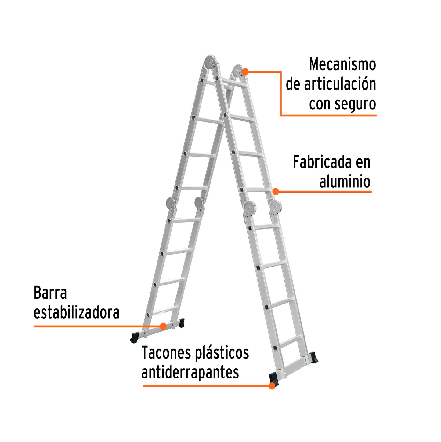 Escalera multiposición 16 peldaños. Tipo I. Truper