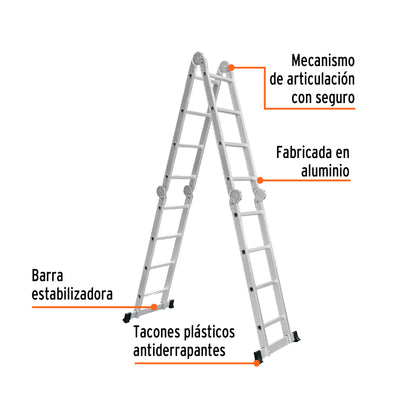 Escalera multiposición 16 peldaños. Tipo I. Truper