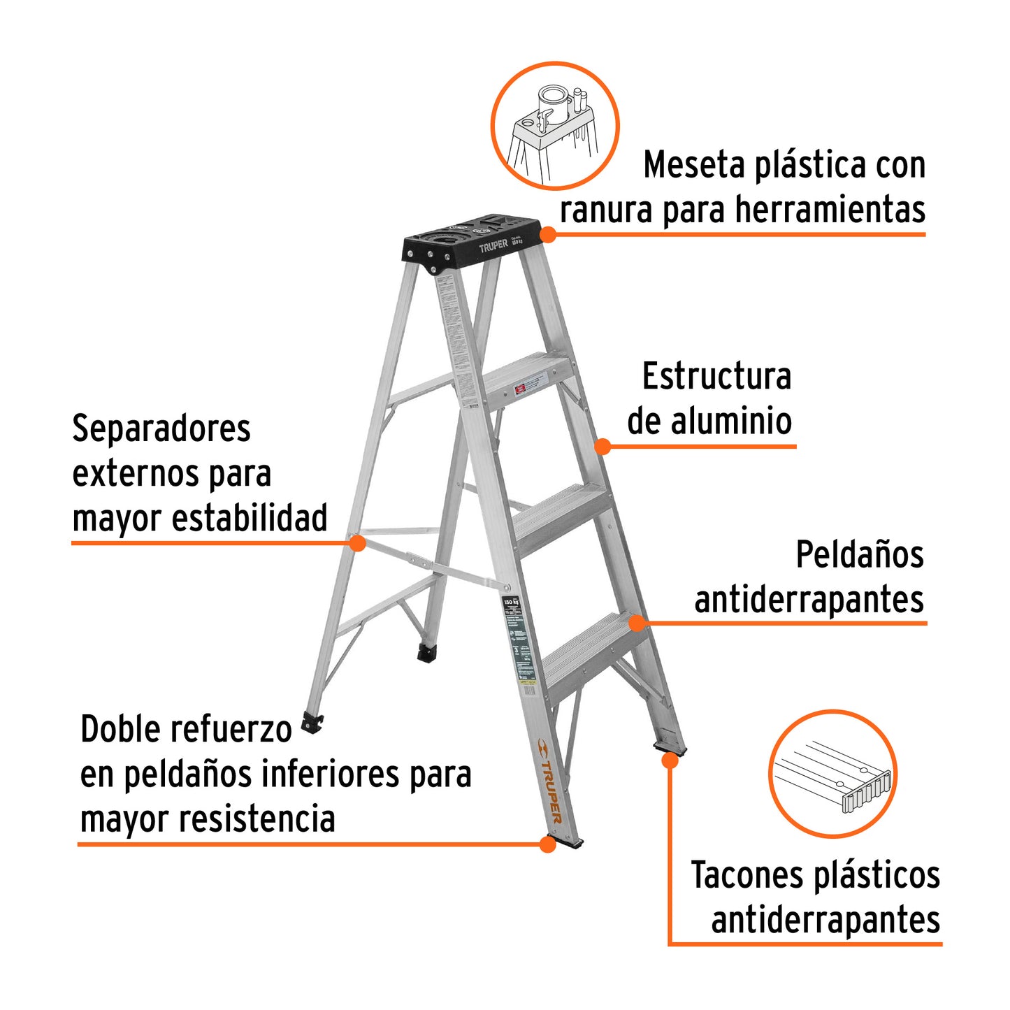 Escalera de tijera tipo III 3 escalones. Truper