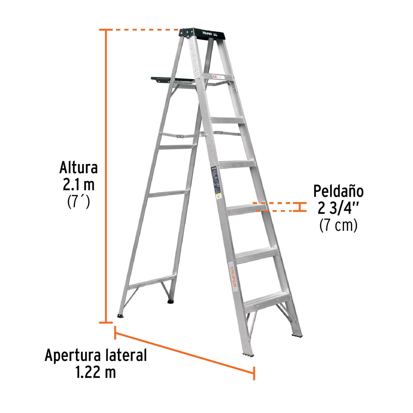 Escalera de tijera tipo III 6 escalones y bandeja. Truper