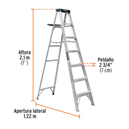 Escalera de tijera tipo III 6 escalones y bandeja. Truper