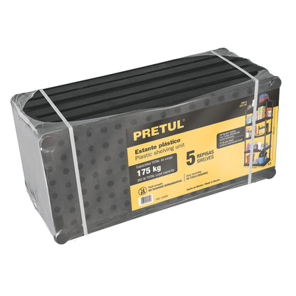 Estante plástico 5 repisas cap. 35 Kg. 180x44x92. PRETUL