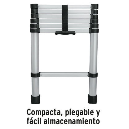 Escalera telescópica,13 peldaños, tipo II, capacidad 102kg