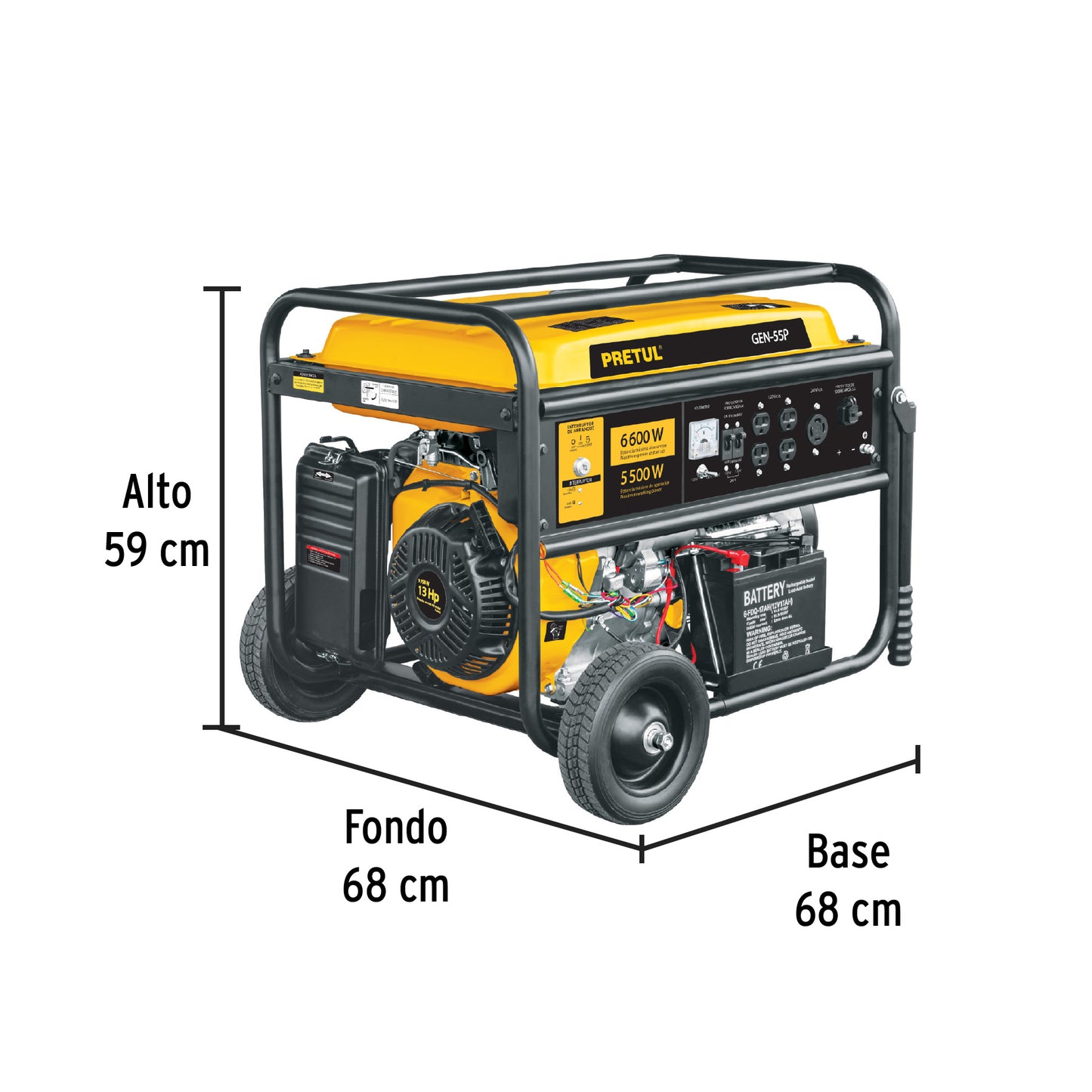 Generador portátil 5.5 kW motor a gasolina, PRETUL