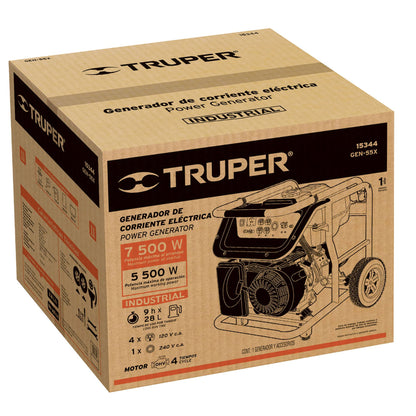 Generador portátil 5.5 kW motor a gasolina. TRUPER