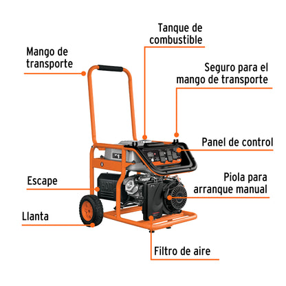 Generador portátil 5.5 kW motor a gasolina. TRUPER