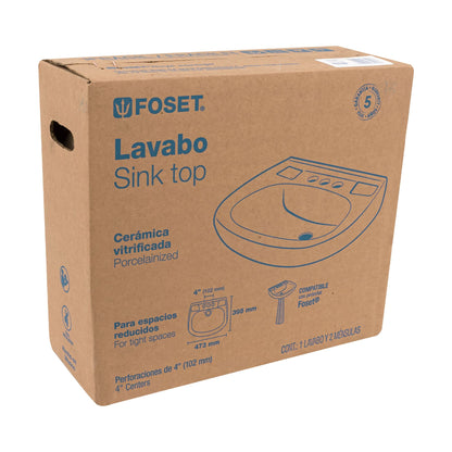 Lavabo cerámico con rebosadero. marfil. FOSET
