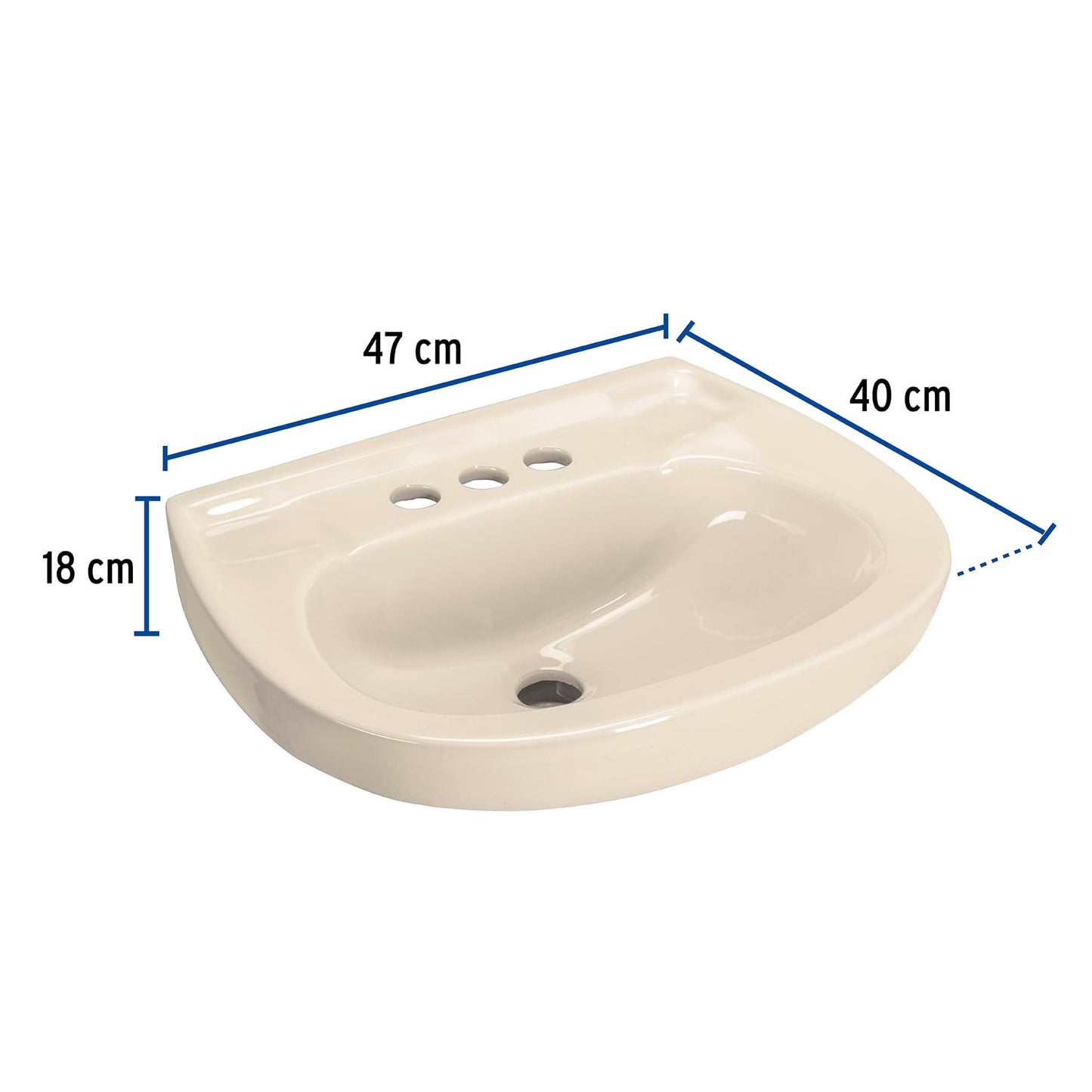Lavabo cerámico con rebosadero. marfil. FOSET