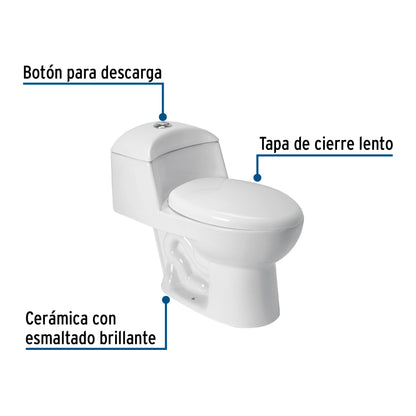 Sanitario one piece alargado. descarga dual. blanco. FOSET