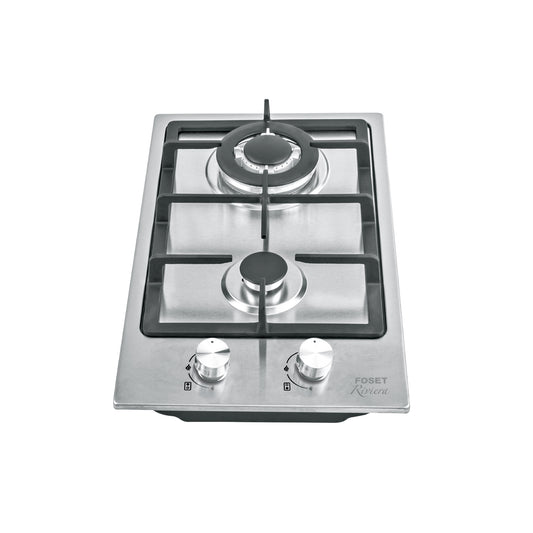 Parrilla gas empotrable 30cm. 2 quem. acero inox. Riviera