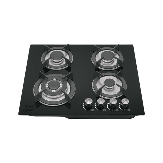 Parrilla gas empotrable 60cm. 4 quem. vidrio negro. Riviera