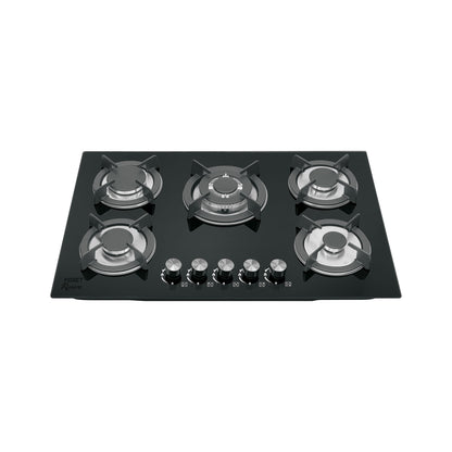 Parrilla gas empotrable 75cm. 5 quem. vidrio negro. Riviera