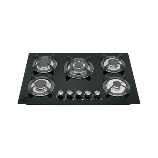 Parrilla gas empotrable 75cm. 5 quem. vidrio negro. Riviera