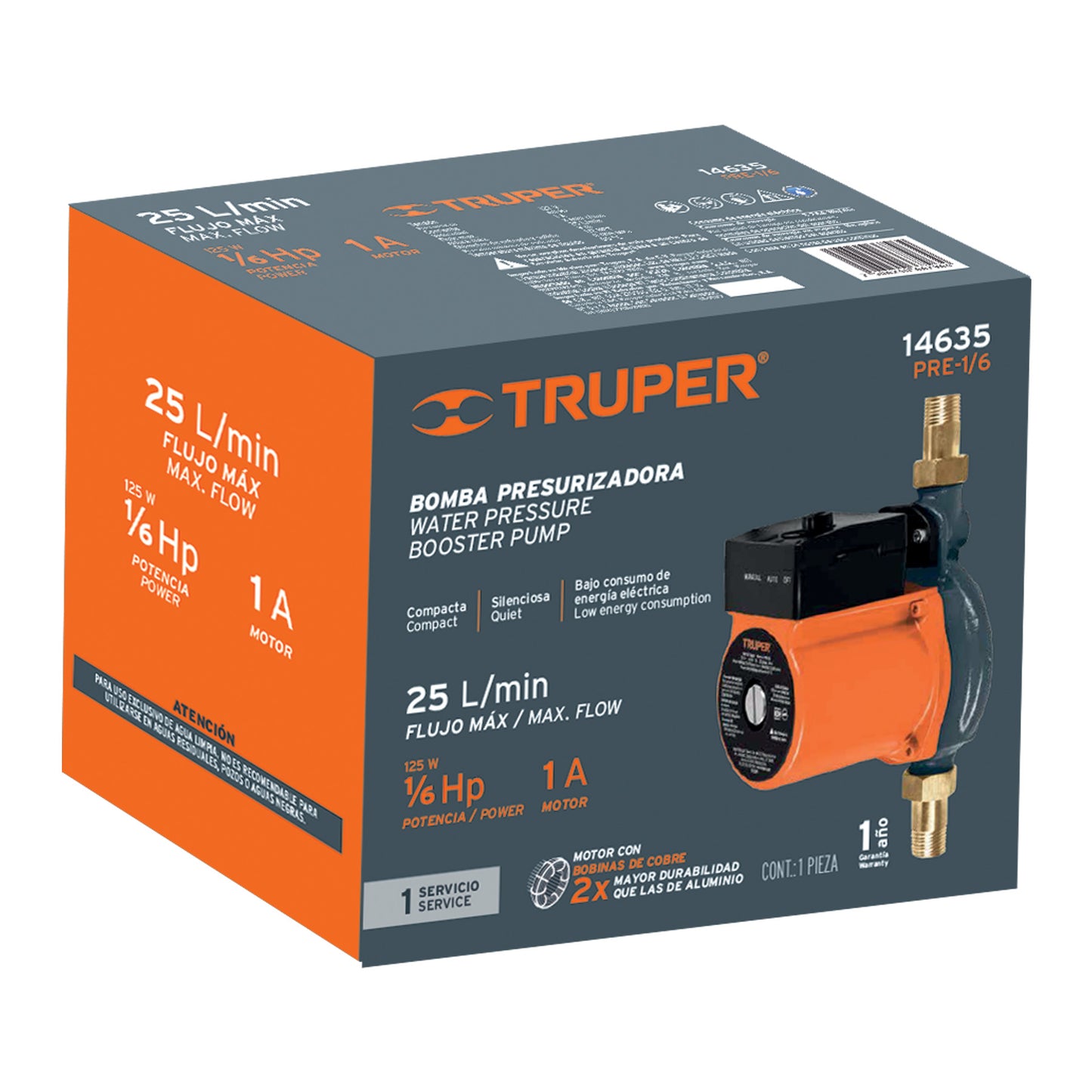 Bomba presurizadora 1/6 HP. TRUPER