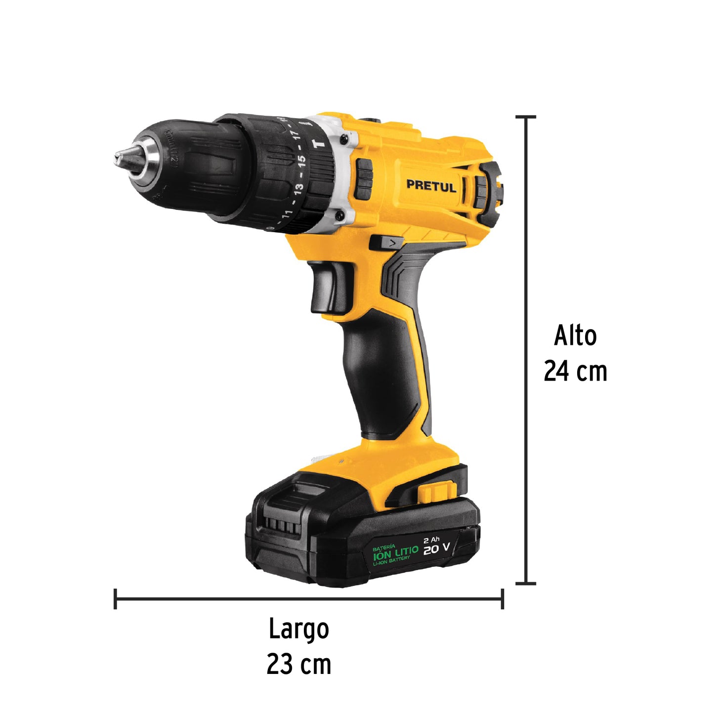 Kit rotomartillo 1/2". 20V. 32 accesorios. PRETUL