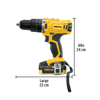 Taladro 3/8". 12V. 1 batería 2Ah. PRETUL